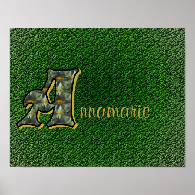 Monogram Initial A Daisies Art Personalized Poster (Front)