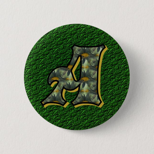Monogram Initial A Daisies Flower Art 2 Inch Round Button (Front)