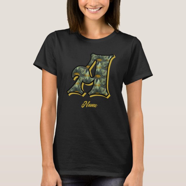 Monogram Initial A Daisy Flower Art Personalized T-Shirt (Front)