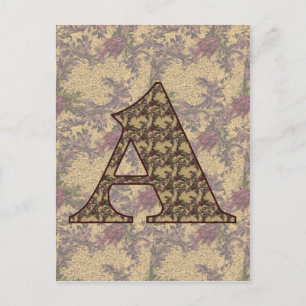 Monogram Initial A Elegant Vintage Floral Postcard
