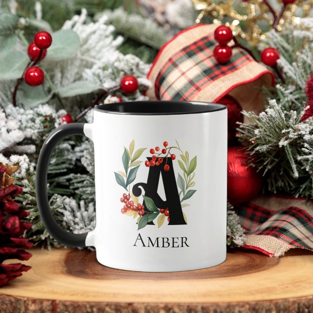 Monogram Initial A Floral Botanica Wreath Mug (Creator Uploaded)