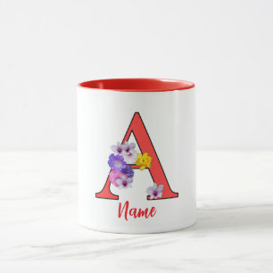 Monogram Initial A Floral  Mug