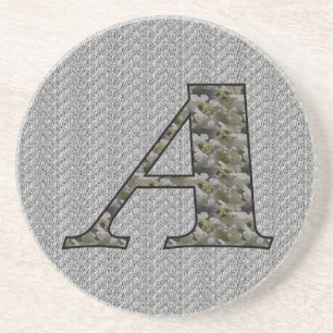 Monogram Initial A Hydrangea Floral Drink Coaster