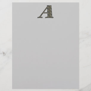 Monogram Initial A Hydrangea Floral Stationery