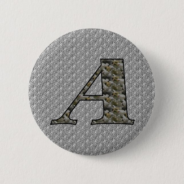 Monogram Initial A Hydrangea Flowers 2 Inch Round Button (Front)