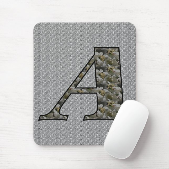Monogram Initial A Hydrangea Flowers Mouse Pad (With Mouse)
