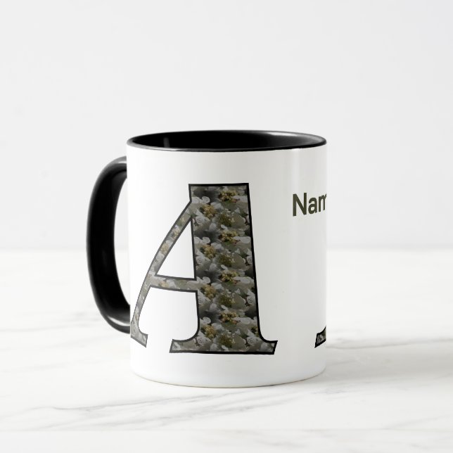 Monogram Initial A Hydrangea Flowers Personalized Mug (Front Left)