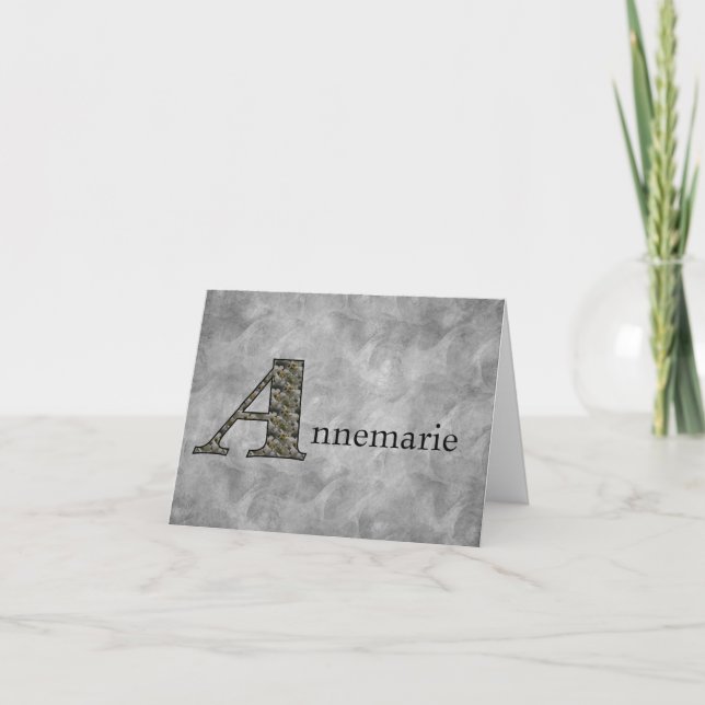 Monogram Initial A Hydrangea Flowers Personalized Note Card (Front)