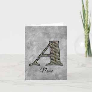 Monogram Initial A Hydrangea Flowers Personalized Note Card
