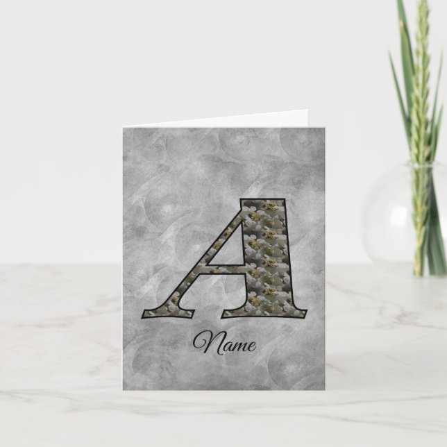 Monogram Initial A Hydrangea Flowers Personalized Note Card (Front)