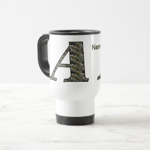 Monogram Initial A Hydrangea Flowers Personalized Travel Mug