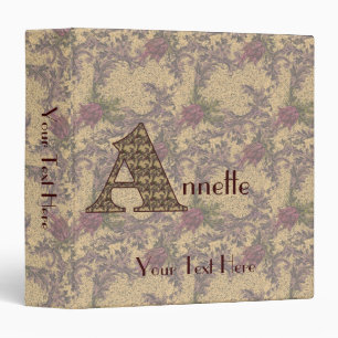 Monogram Initial A Vintage Floral Personalized Binder