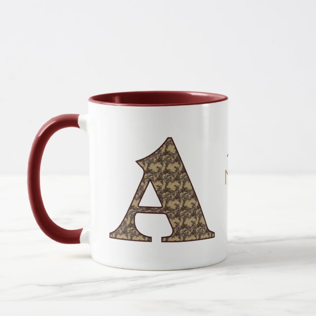 Monogram Initial A Vintage Floral Personalized Mug (Left)