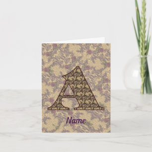 Monogram Initial A Vintage Floral Personalized Note Card