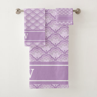 Monogram Initial Abstract Purple Floral Pattern