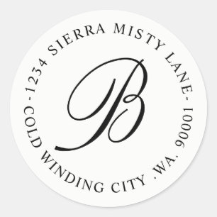 Monogram Initial Address or Wedding Classic Round Sticker