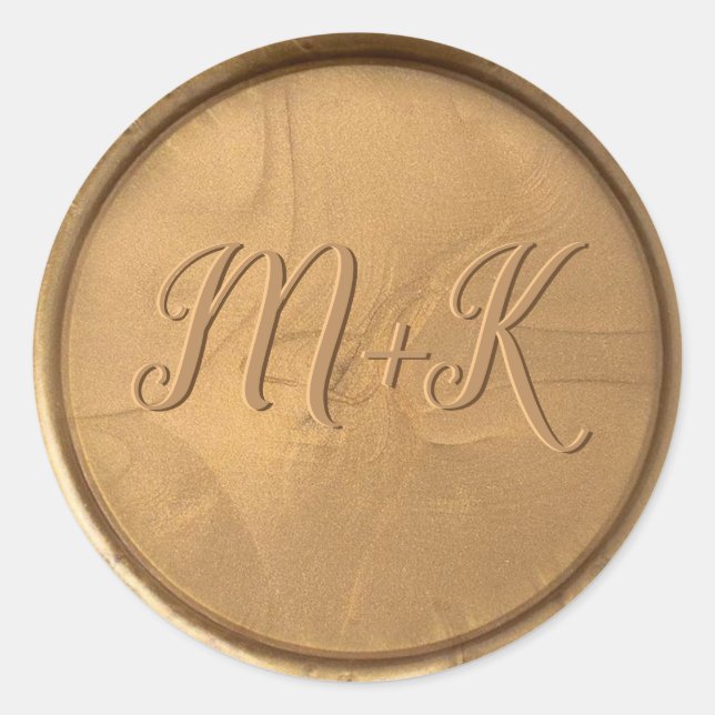 Monogram Initial Antique Gold Wax Seal Sticker (Front)
