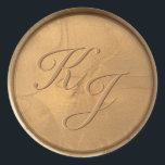 Monogram Initial Antique Gold Wax Seal Sticker<br><div class="desc">Designed to coordinate with our Monogram Wax Seal Collection, these wax seal stickers will add a beautiful finishing touch to your invites and envelopes. This design features cursive monogram initials on a antique gold color wax seal. More gorgeous colors and designs are available in the collection. Please note that this...</div>