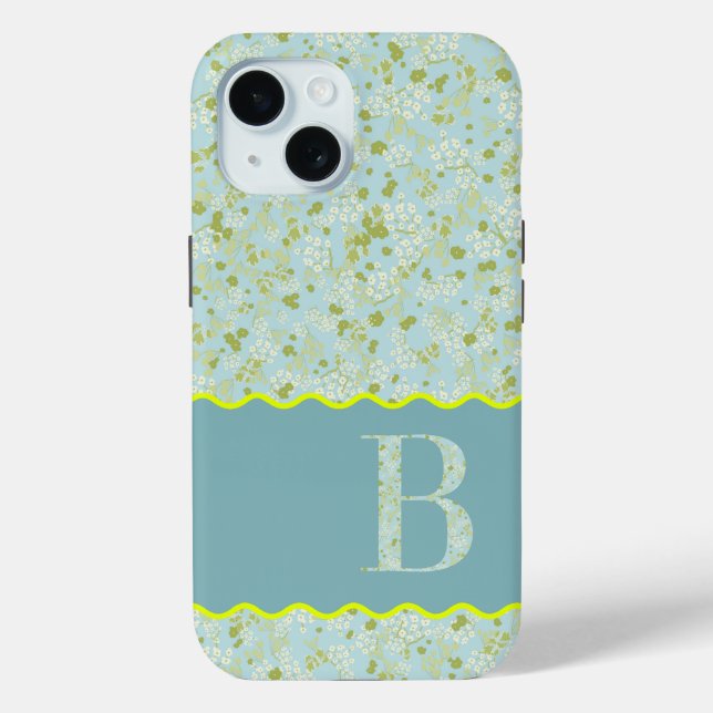 MONOGRAM INITIAL B ACQUA LITTLE FLOWERS Case-Mate iPhone CASE (Back)