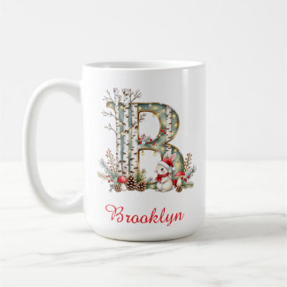 Monogram initial B bunny merry Christmas Coffee Mug