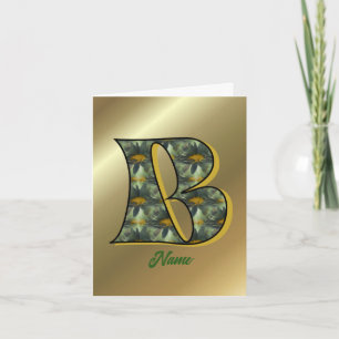 Monogram Initial B Daisies Art Personalized Note Card