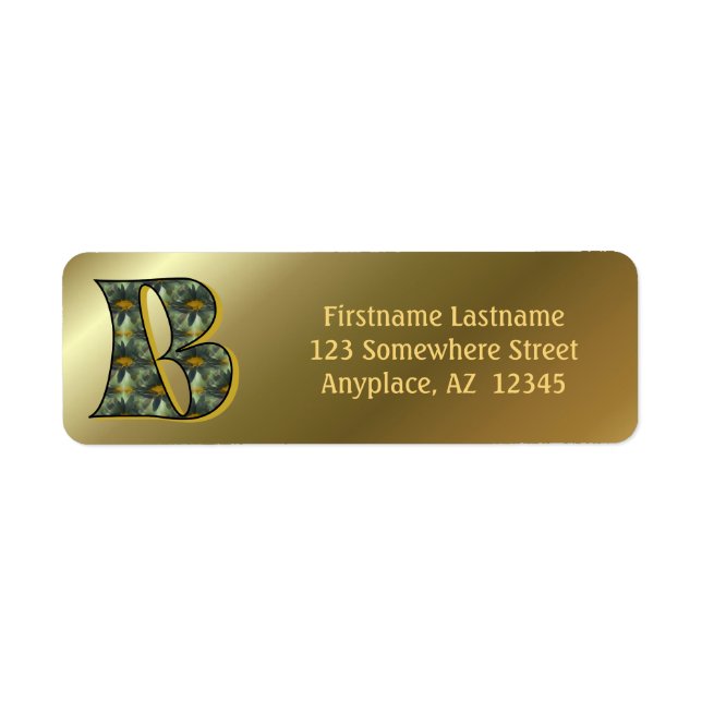 Monogram Initial B Daisies Art Return Address  (Front)