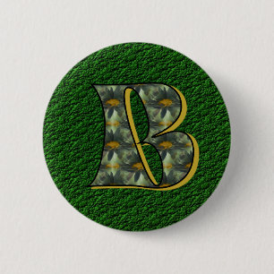 Monogram Initial B Daisies Flower Art 2 Inch Round Button