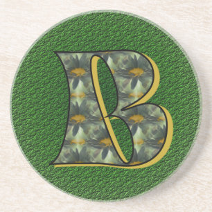 Monogram Initial B Daisies Flower Art Coaster