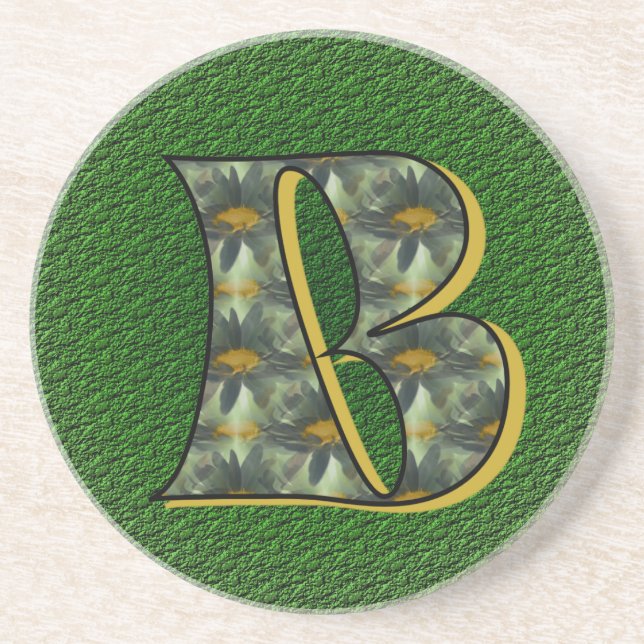 Monogram Initial B Daisies Flower Art Coaster (Front)