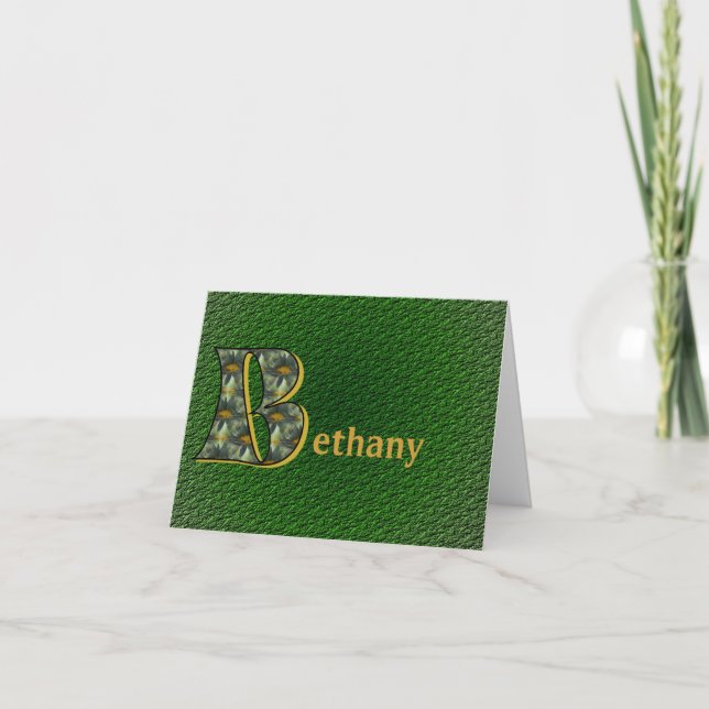 Monogram Initial B Daisies Foral Art Personalized Note Card (Front)