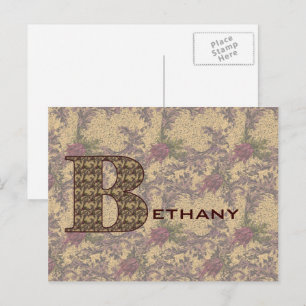 Monogram Initial B Elegant Floral Personalized Postcard