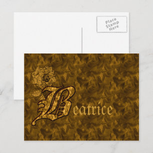Monogram Initial B Gold Peony Personalized Postcard