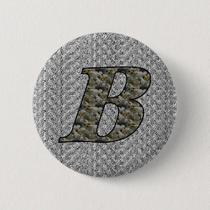 Monogram Initial B Hydrangea Flowers 2 Inch Round Button