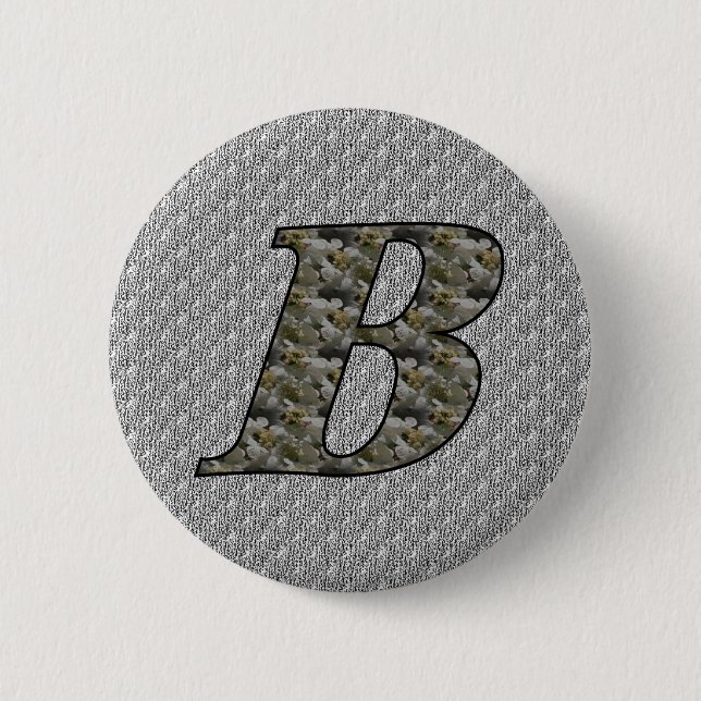 Monogram Initial B Hydrangea Flowers 2 Inch Round Button (Front)