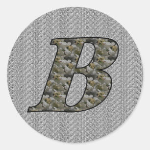Monogram Initial B Hydrangea Flowers Classic Round Sticker