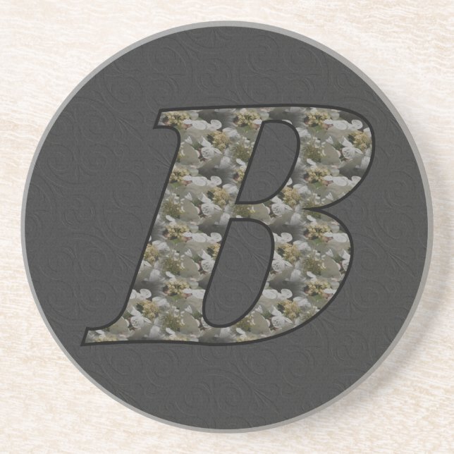 Monogram Initial B Hydrangea Flowers Coaster (Front)