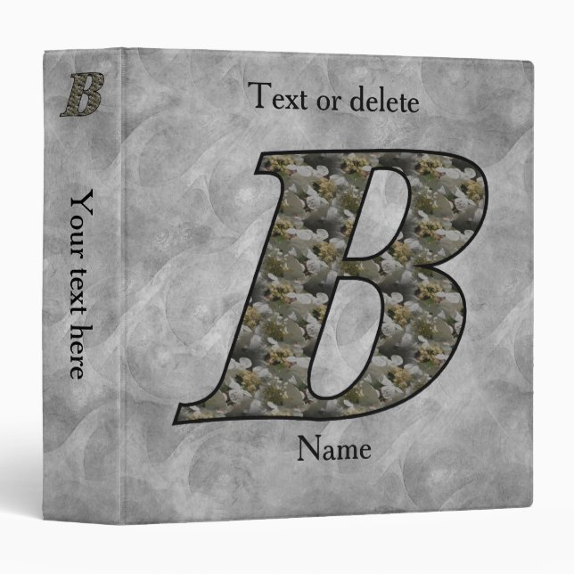 Monogram Initial B Hydrangea Flowers Personalized Binder (Front/Spine)