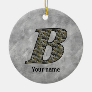 Monogram Initial B Hydrangea Flowers Personalized Ceramic Ornament