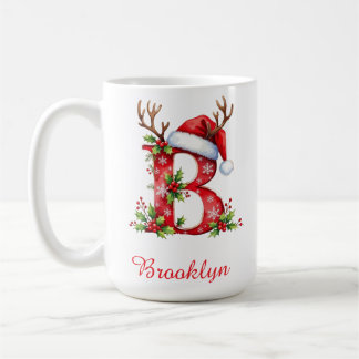 Monogram initial B Santa merry Christmas Coffee Mug