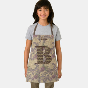 Monogram Initial B Vintage Floral Personalized Apron