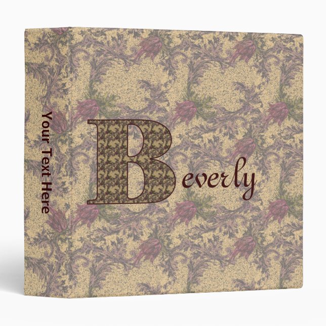 Monogram Initial B Vintage Floral Personalized Binder (Front/Spine)
