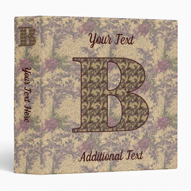 Monogram Initial B Vintage Floral Personalized Binder (Front/Spine)