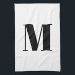 Monogram initial black and white modern kitchen towel<br><div class="desc">Monogram initial black and white modern elegant kitchen towel</div>