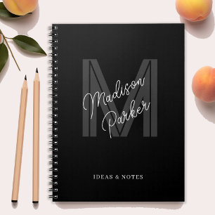 Monogram initial black and white notebook