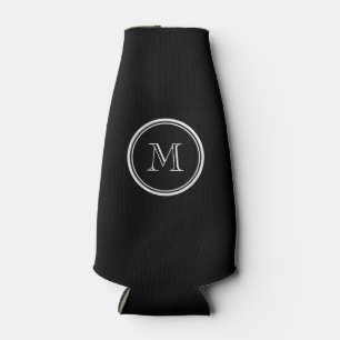 Monogram Initial Black High End Coloured Bottle Cooler