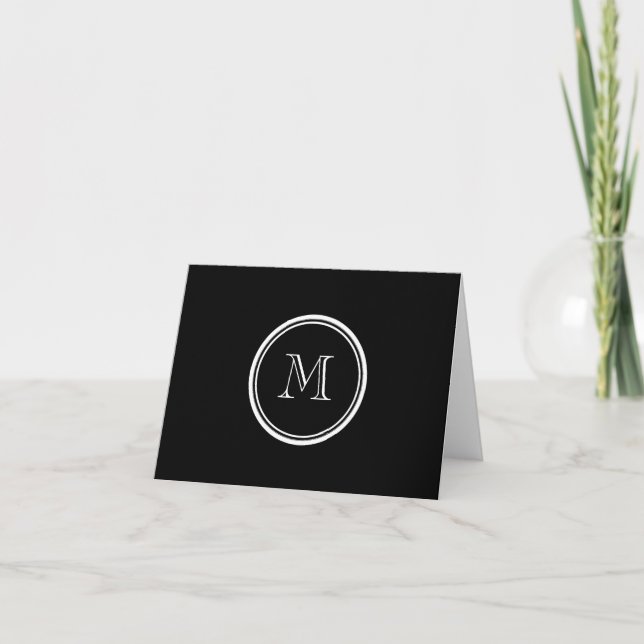 Monogram Initial Black High End Coloured Note Card (Front)