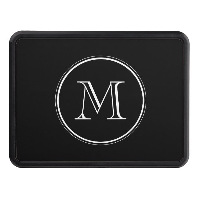 Monogram Initial Black High End Coloured Trailer Hitch Cover (Front)