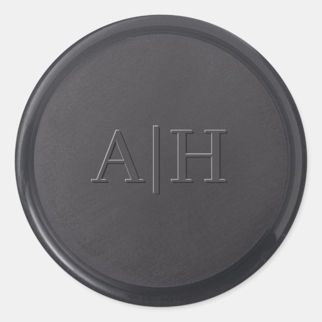 Monogram Initial Black Wax-Print Seal Sticker (Front)