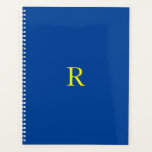 Monogram Initial Blue Yellow Colourful Bright 2020 Planner<br><div class="desc">Designed with text template for monogram initial and elegant deep blue background with yellow text. You may change the colours if you wish.</div>