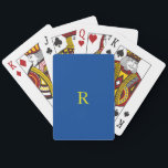 Monogram Initial Blue Yellow Colourful Bright Cool Playing Cards<br><div class="desc">Designed with text template for monogram initial and elegant deep blue background with yellow text. You may change the colours if you wish.</div>